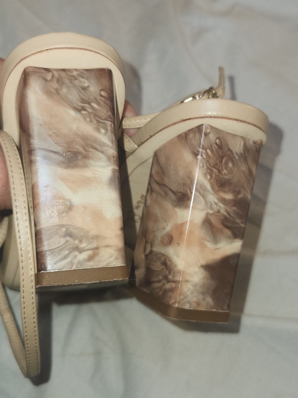 Strappy Ankle-Tie Block Heel Sandal in Nude - Picture 8 of 10